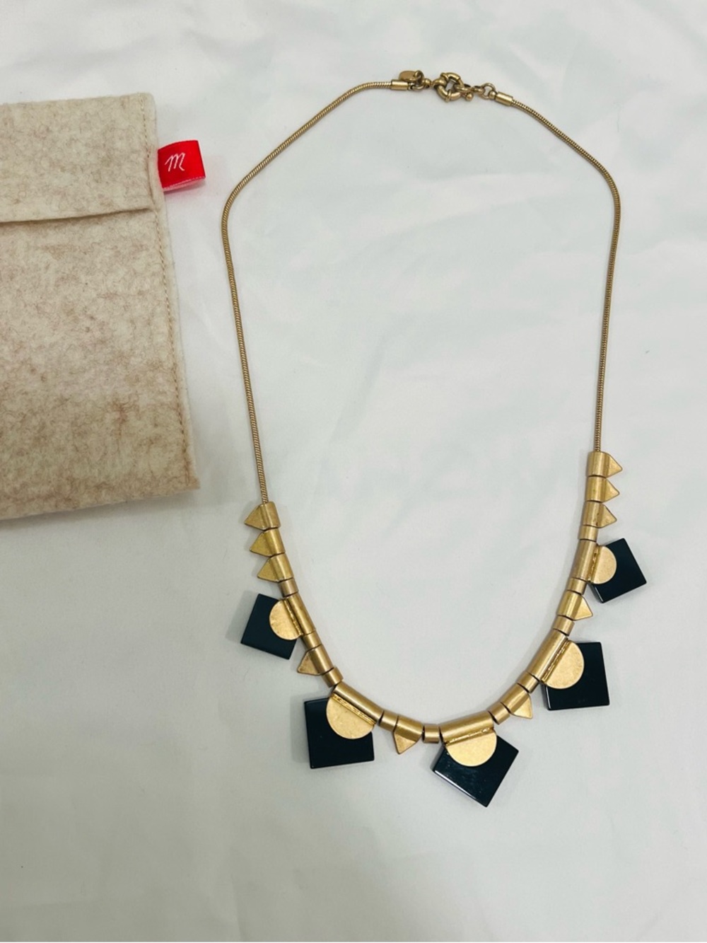 Madewell Abstract Brushed Goldtone and Black Necklace